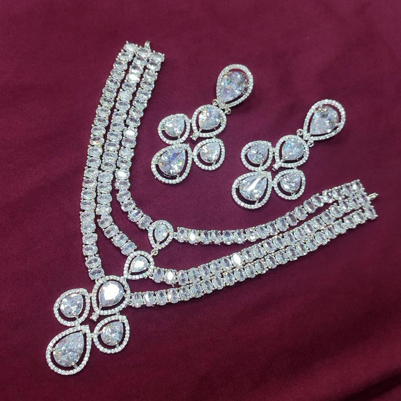 Manisha Jewellery Silver Plated AD Necklace Set