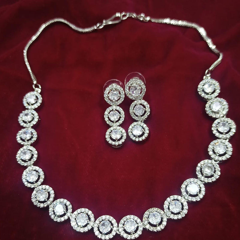 Manisha Jewellery Silver Plated AD Necklace Set