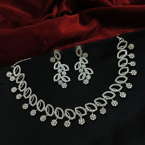 Manisha Jewellery Silver Plated AD Necklace Set