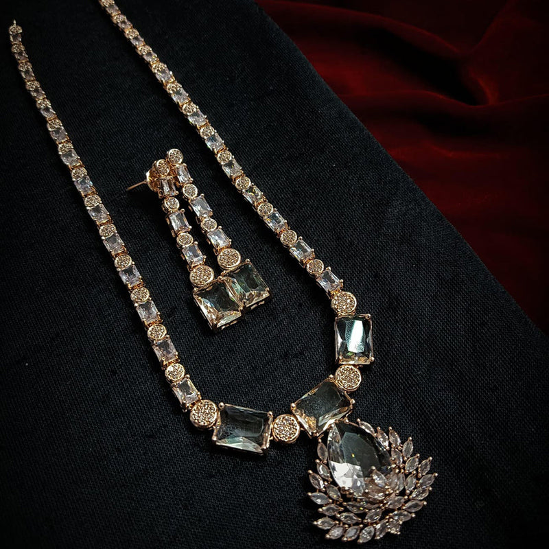 Manisha Jewellery Rose Gold Plated AD Necklace Set