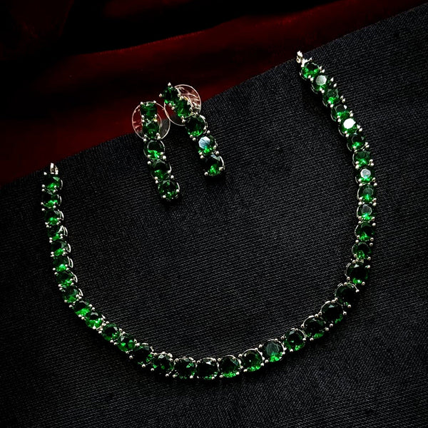 Manisha Jewellery Silver Plated AD Necklace Set