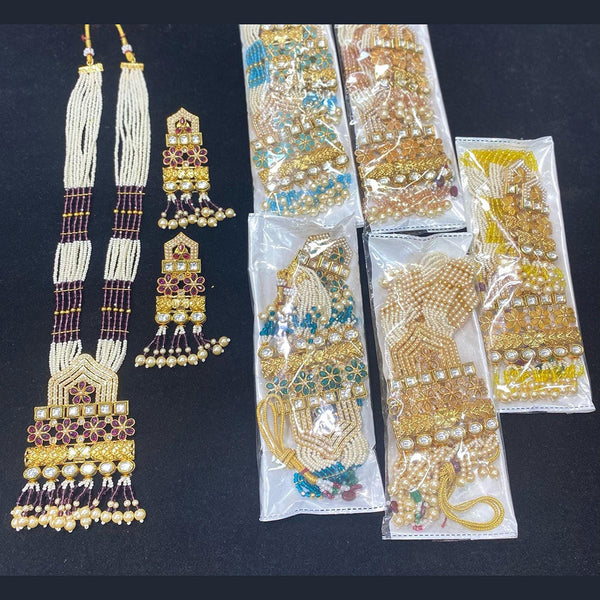 Manisha Jewellery Gold Plated Kundan  Stone And Pearl Long Necklace Set