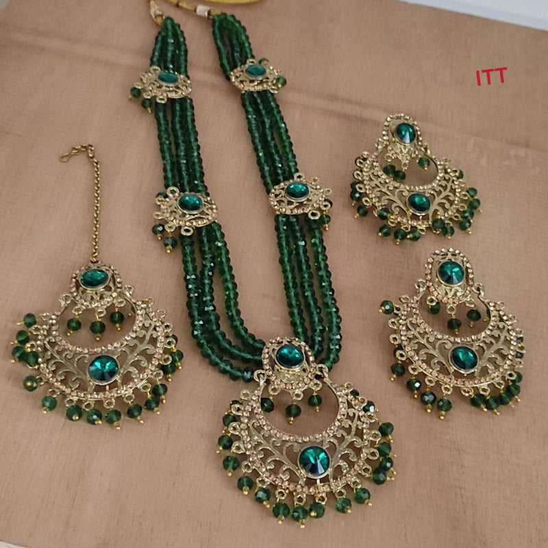 Lucentarts Jewellery Kundan Stone & Beads Gold Plated Necklace Set