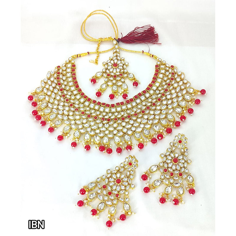 Lucentarts Jewellery Kundan Stone Gold Plated Necklace Set