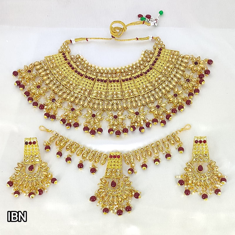 Lucentarts Jewellery Kundan Stone Gold Plated Necklace Set