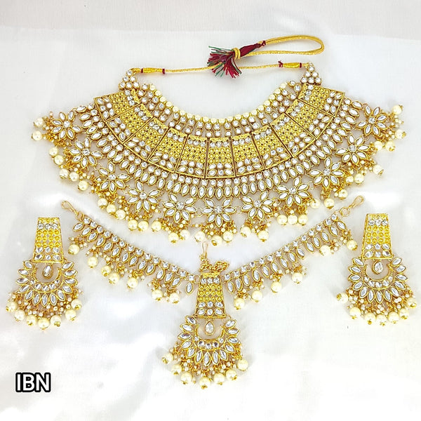 Lucentarts Jewellery Kundan Stone Gold Plated Necklace Set