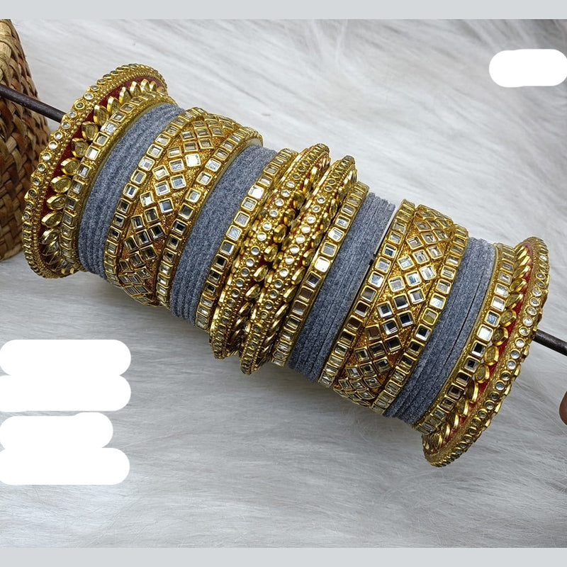 Lucentarts Jewellery Thread And Kundan Gold Plated Bangles Set