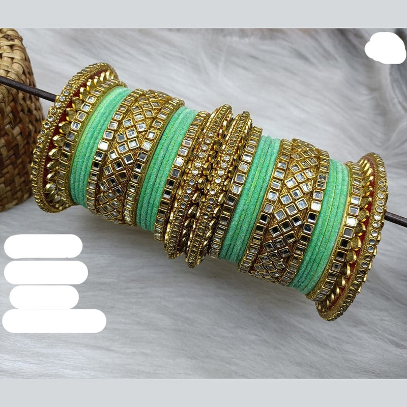 Lucentarts Jewellery Thread And Kundan Gold Plated Bangles Set