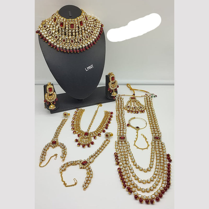 Lucentarts Jewellery Gold Plated Kundan Stone Bridal Set