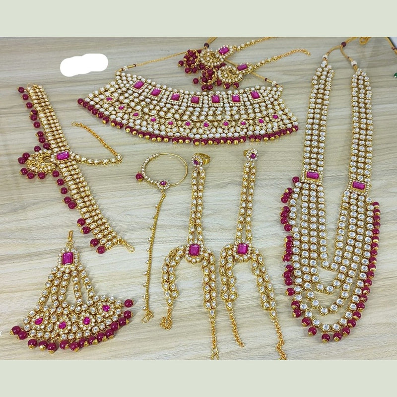 Lucentarts Jewellery Gold Plated Kundan Stone Bridal Set