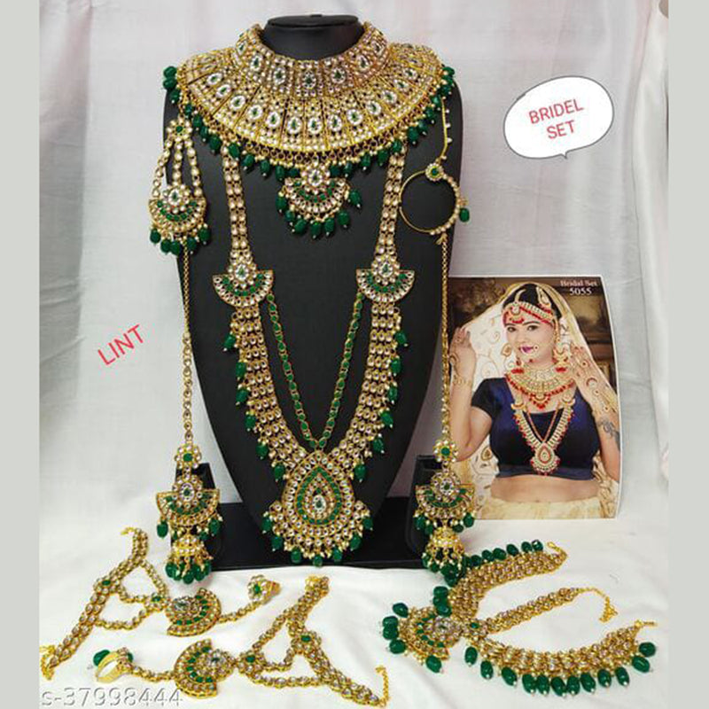 Lucentarts Jewellery Gold Plated Kundan Stone Bridal Set