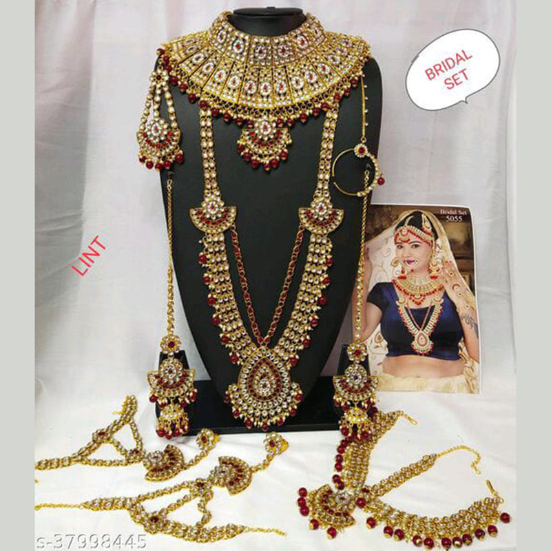 Lucentarts Jewellery Gold Plated Kundan Stone Bridal Set