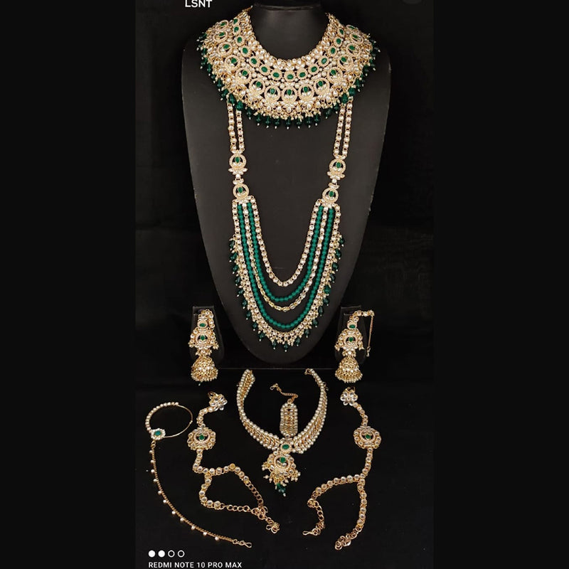 Lucentarts Jewellery Gold Plated Kundan Stone Bridal Set