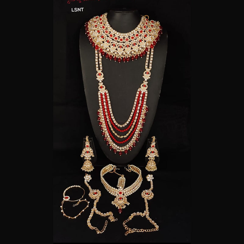 Lucentarts Jewellery Gold Plated Kundan Stone Bridal Set