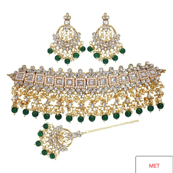 Lucentarts Jewellery Kundan Stone Gold Plated Necklace Set