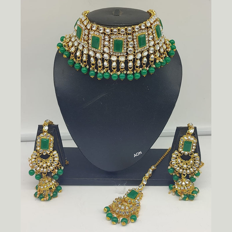 Lucentarts Jewellery Kundan Stone Gold Plated Necklace Set