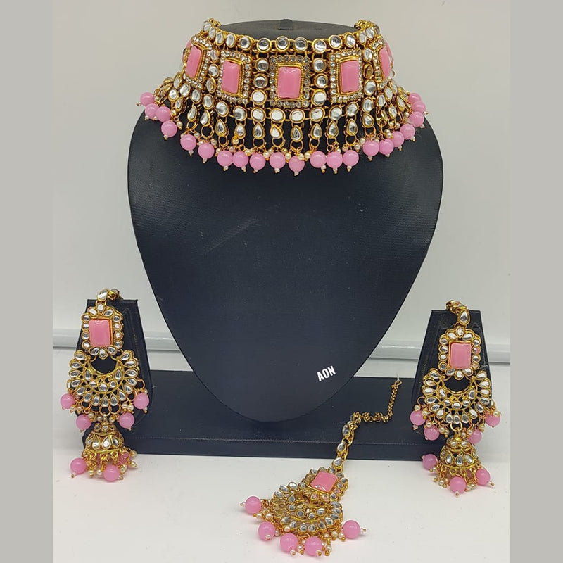 Lucentarts Jewellery Kundan Stone Gold Plated Necklace Set