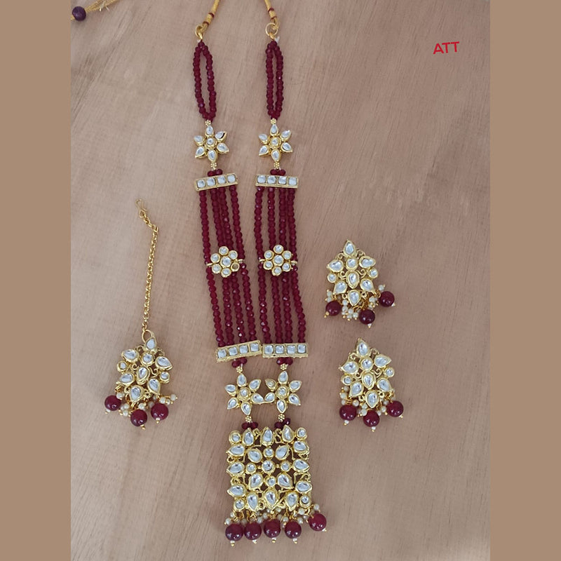 Lucentarts Jewellery Kundan Stone Gold Plated Necklace Set