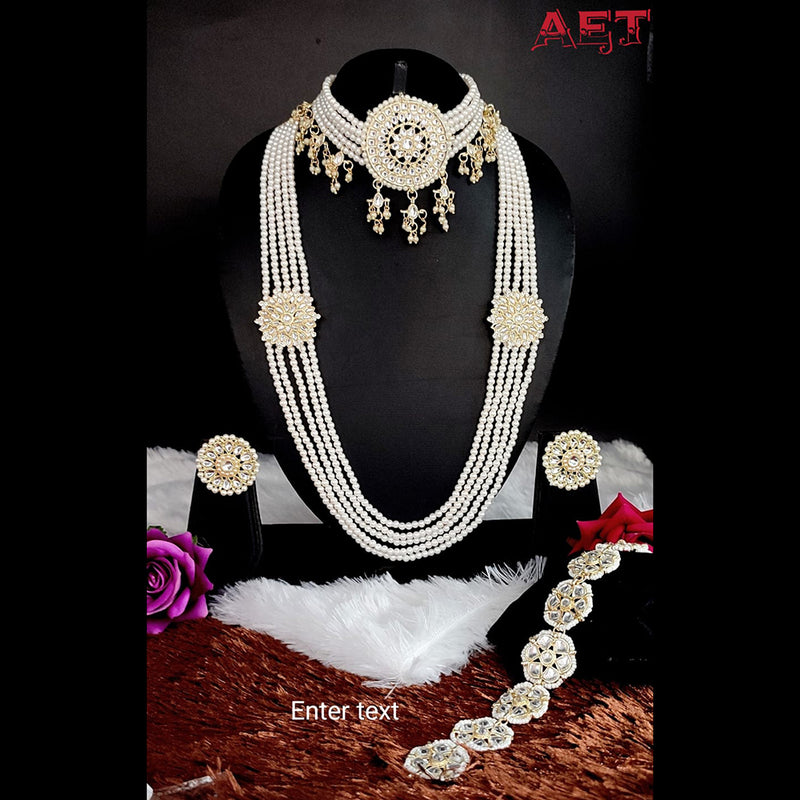 Lucentarts Jewellery Gold Plated Kundan Stone Bridal Set