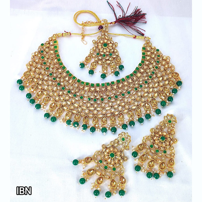 Lucentarts Jewellery Kundan Stone And Beads Choker Necklace Set