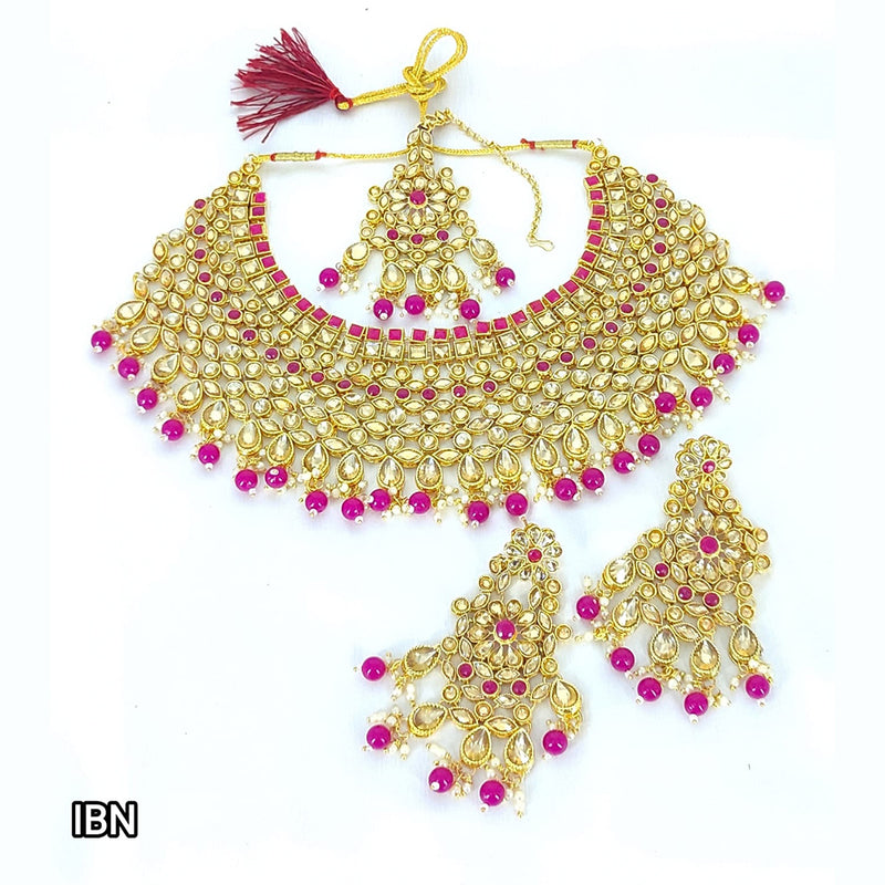 Lucentarts Jewellery Kundan Stone And Beads Choker Necklace Set