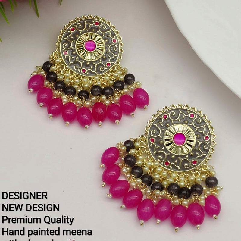 Lucentarts Gold Plated Meenakari & Beads Earrings