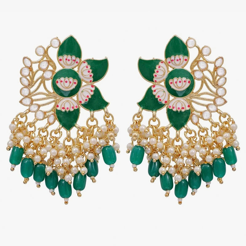 Lucentarts Jewellery Gold Plated Meenakari Dangler Beads Drop Earrings