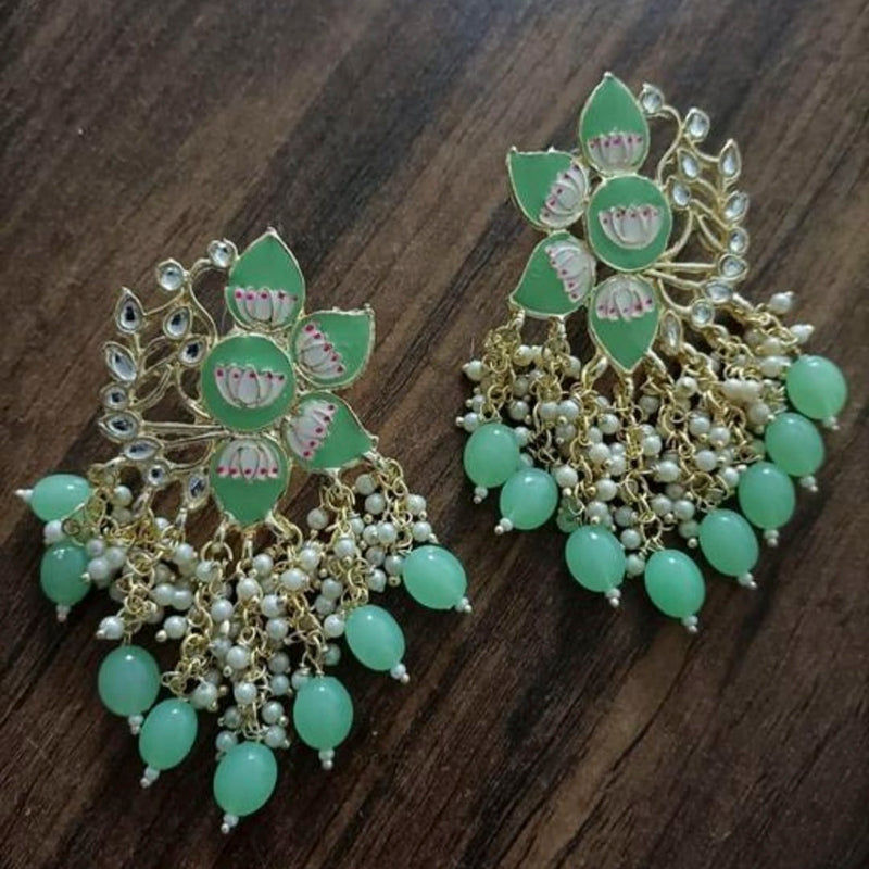 Lucentarts Jewellery Gold Plated Meenakari Dangler Beads Drop Earrings