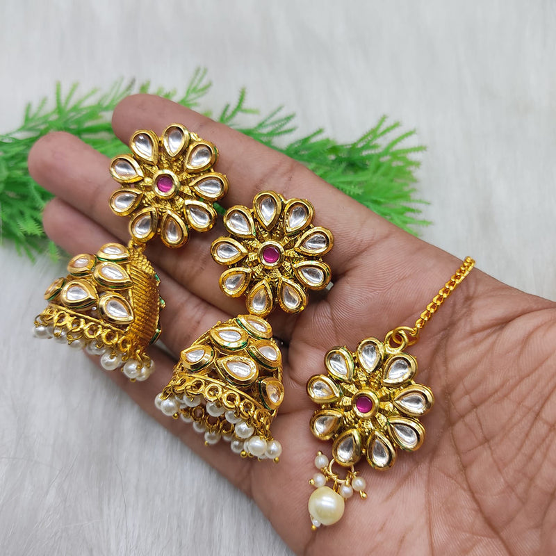 Lucentarts Jewellery Gold Plated Kundan Jhumki Earrings