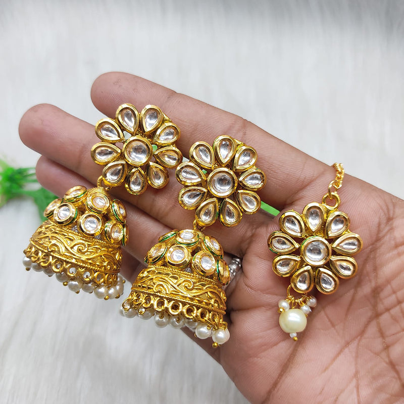 Lucentarts Jewellery Gold Plated Kundan Jhumki Earrings