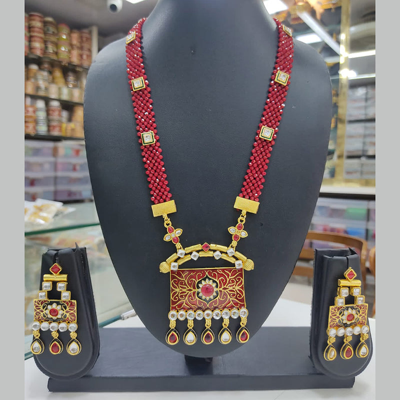 Lucentarts Jewellery Gold Plated Meenakari Necklace Set