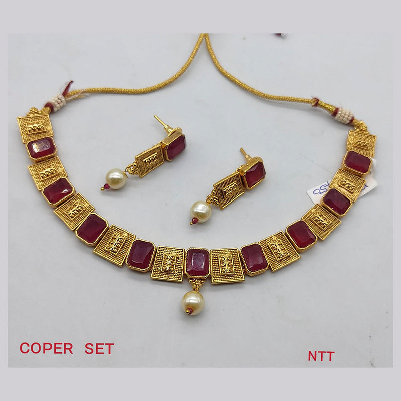 Lucentarts Jewellery Gold Plated Crystal Stone Choker Necklace Set