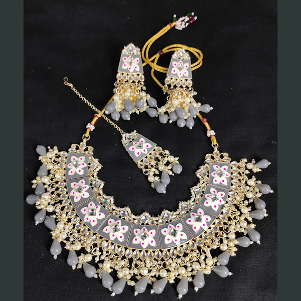 Lucentarts Jewellery Gold Plated Kundan Stone & Meenakari Necklace Set