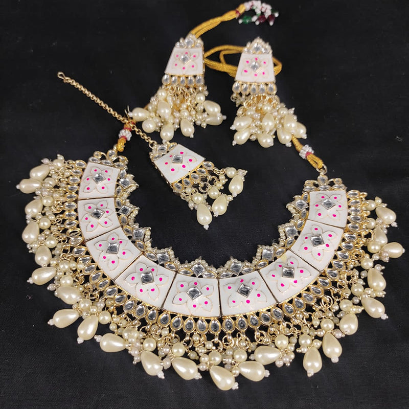 Lucentarts Jewellery Gold Plated Kundan Stone & Meenakari Necklace Set