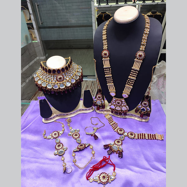 Lucentarts Jewellery Gold Plated Kundan Stone & Beads Bridal Set