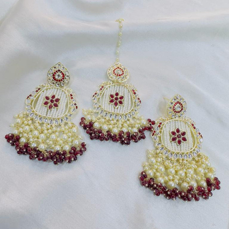 Lucentarts Jewellery Gold Plated Earrings With Maangtikka