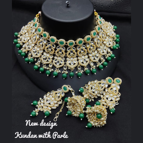 Lucentarts Jewellery Gold Plated Kundan Stone Necklace Set