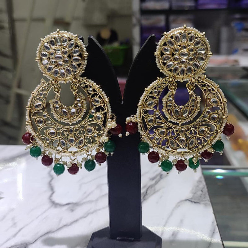 Lucentarts Jewellery Gold Plated Kundan Stone Dangler Earrings