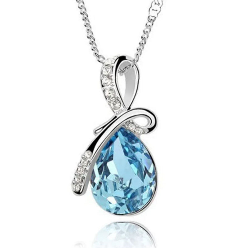 Lucentarts Jewellery Silver Plated Crystal Stone Chain Pendant