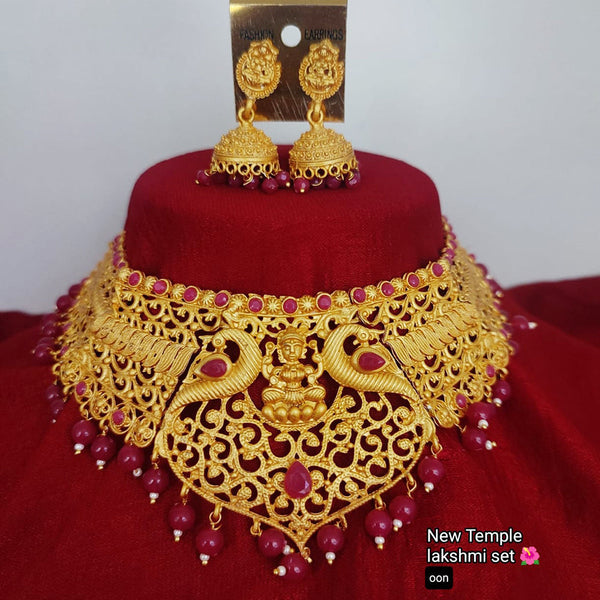 Lucentarts Jewellery Gold Plated Temple Necklace Set