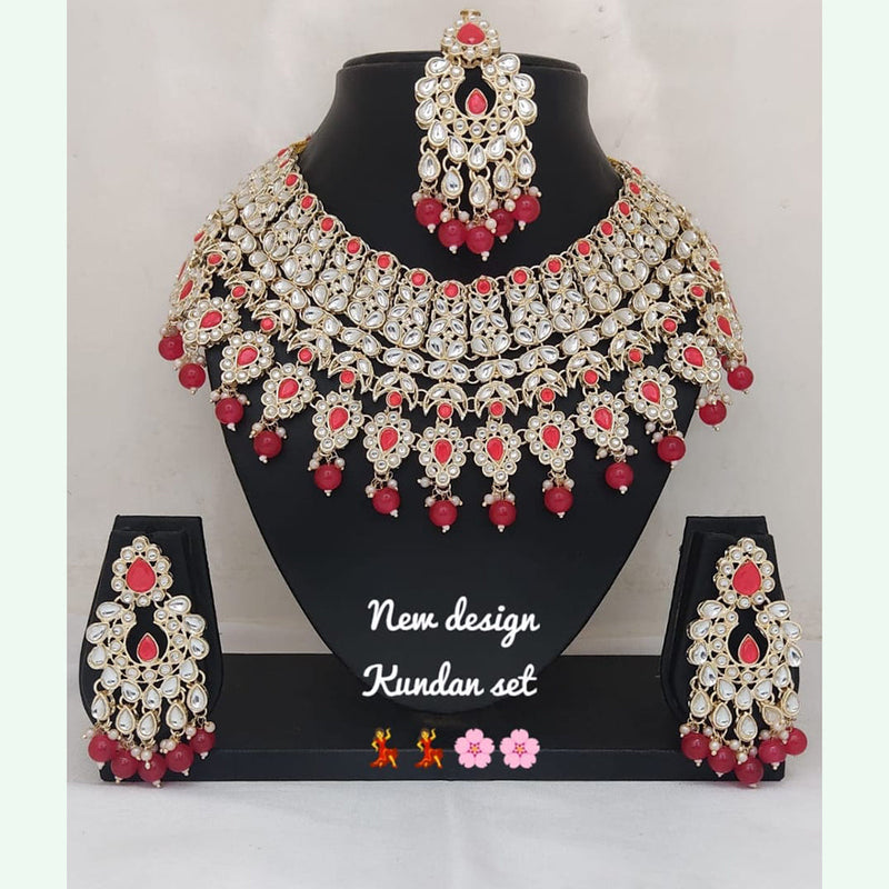 Lucentarts Jewellery Silver Plated Kundan  Necklace Set