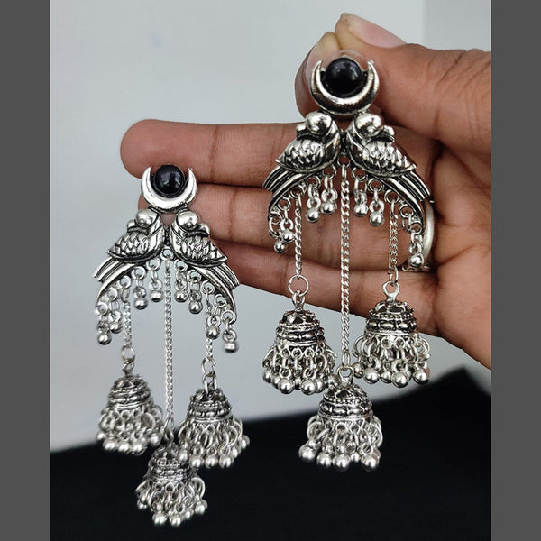 Lucentarts Jewellery Oxidise Plated Jhumki Earrings