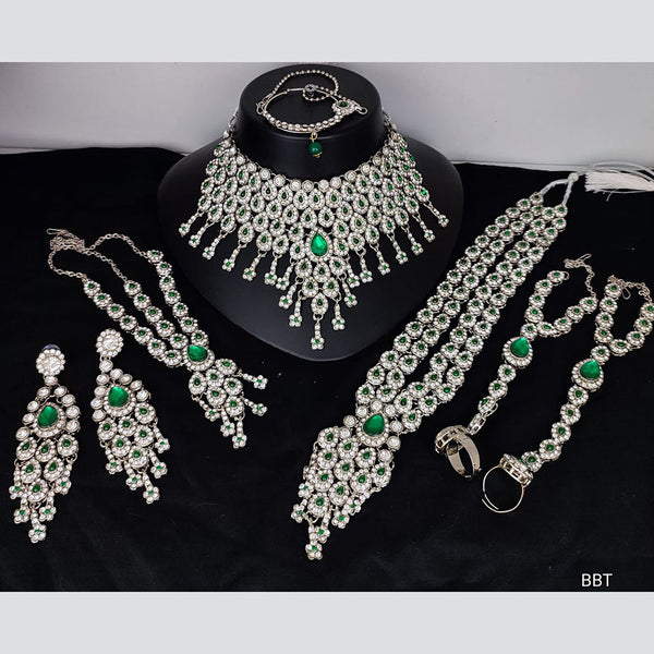 Lucentarts Jewellery Silver  Plated Austrian Stone Bridal Set