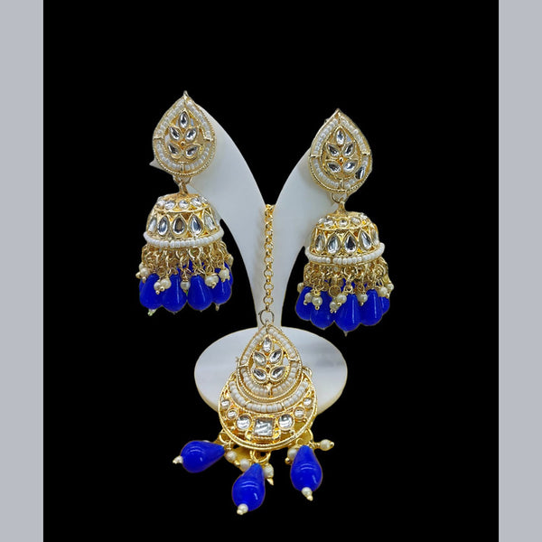 Lucentarts Jewellery Gold Plated Jhumki Earrings With Maangtikka