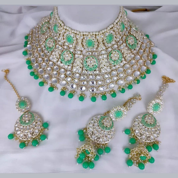 Lucentarts Jewellery Gold Plated Kundan And Meenakari Choker Necklace Set