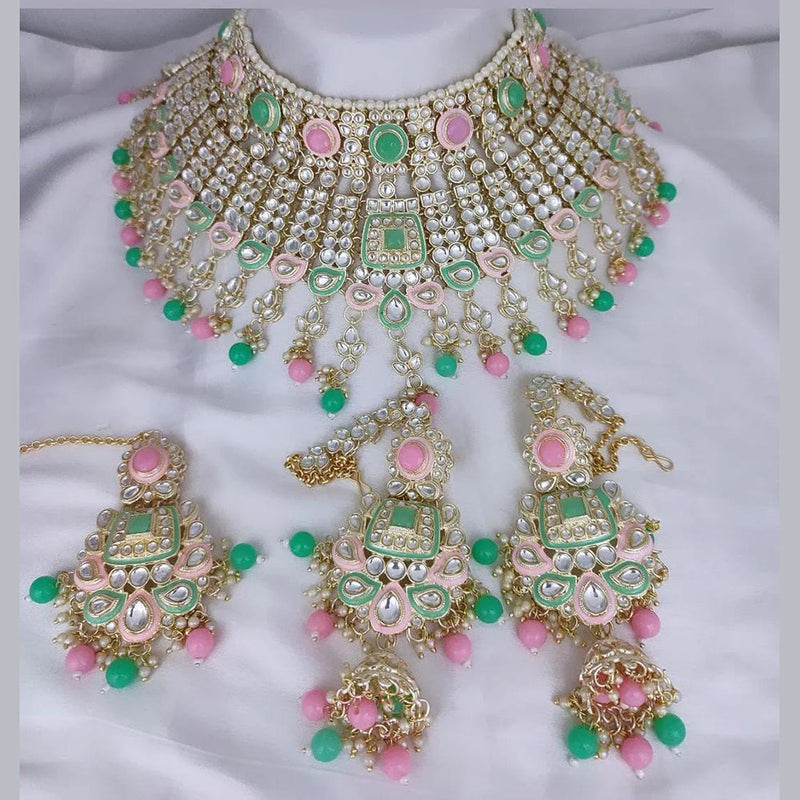 Lucentarts Jewellery Gold Plated Kundan And Meenakari Necklace Set