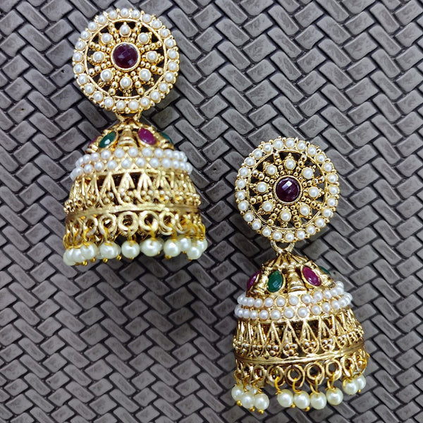 Lucentarts Jewellery Gold Plated Beads Jhumki Earrings