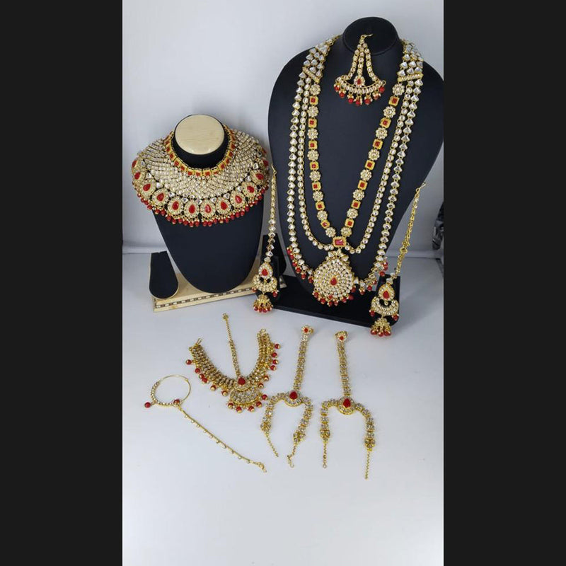 Lucentarts Jewellery Gold Plated Kundan Stone Bridal Set