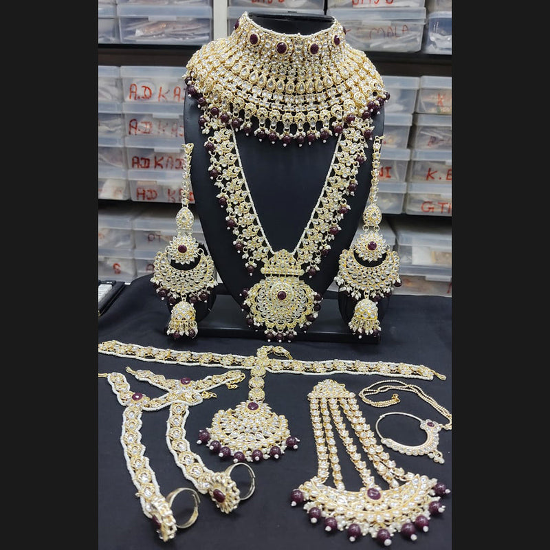 Lucentarts Jewellery Gold Plated Kundan Stone Bridal Set