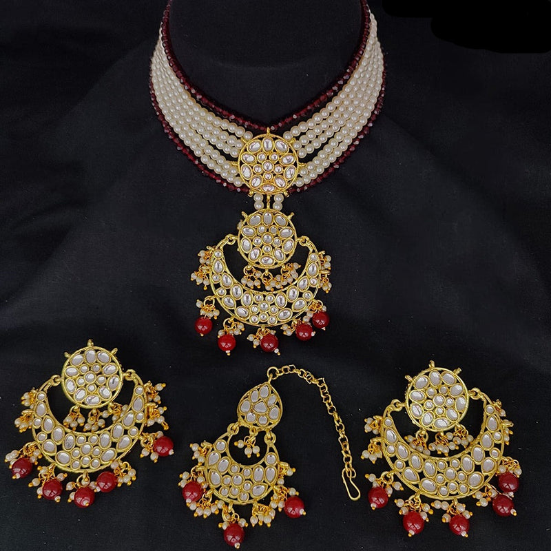 Lucentarts Jewellery Gold Plated Choker Kundan Necklace Set